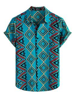 VATPAVE Herren Sommer Tropische Hemden Kurzarm Aloha Hawaii Hemden 3X-Large Königsblau von VATPAVE
