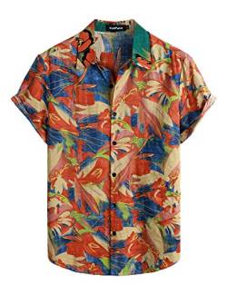 VATPAVE Herren Sommer Tropische Hemden Kurzarm Aloha Hawaii Hemden 3X-Large Rot Blau von VATPAVE