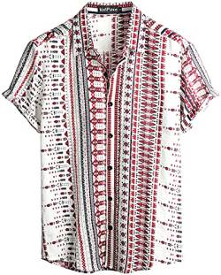 VATPAVE Herren Sommer Tropische Hemden Kurzarm Aloha Hawaii Hemden 3X-Large Weiß von VATPAVE