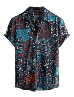 VATPAVE Herren Sommer Tropische Hemden Kurzarm Aloha Hawaii Hemden Groß Marine von VATPAVE