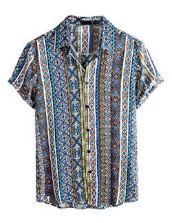 VATPAVE Herren Sommer Tropische Hemden Kurzarm Aloha Hawaii Hemden XX-Large Blau von VATPAVE