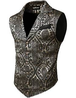 VATPAVE Viktorianischer Anzug, Steampunk, Gothic-Weste für Herren, Beige/Schwarz, Medium von VATPAVE