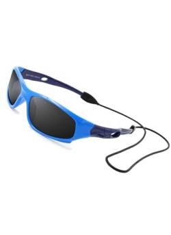 VATTER TR90 Unzerbrechlicher Polarisierte Sportbrille Sonnenbrillen für Kinder Jungen Mädchen Jugend DE 816blueblue von VATTER
