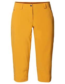 VAUDE Womens Skomer Capri Gelb - Leichte vielseitige Damen Caprihose, Größe 38 - Farbe Burnt Yellow von VAUDE