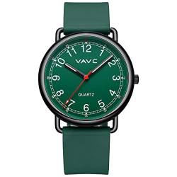 VAVC Krankenschwester-Armbanduhr für medizinische Fachleute, Krankenschwestern, Ärzte, Frauen, Männer, mit leuchtenden Zeigern und Sekundenzeiger, Militärzeit, leicht ablesbares Zifferblatt, Grün-Grün von VAVC