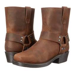 VAVENI Vintage PU Leder Ritter Stiefel, Cowboy Stiefel, mittelalterliche Western Stiefel, 38-48(braun,46) von VAVENI