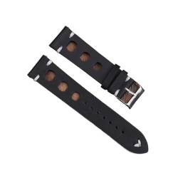 VAZZIC ENICEN Massivfarbband Armband Echtes Leder Handstich Vintage Strap Compatible With Rolex Watch Armbands Gurt 18mm 20mm 22mm 24mm for Männer (Color : Black, Size : 18mm) von VAZZIC