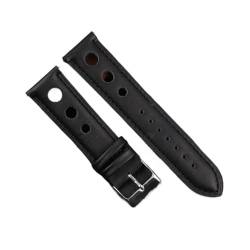 VAZZIC ENICEN Massivfarbband Armband Echtes Leder Handstich Vintage Strap Compatible With Rolex Watch Armbands Gurt 18mm 20mm 22mm 24mm for Männer (Color : Black-BK line, Size : 18mm) von VAZZIC