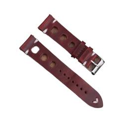VAZZIC ENICEN Massivfarbband Armband Echtes Leder Handstich Vintage Strap Compatible With Rolex Watch Armbands Gurt 18mm 20mm 22mm 24mm for Männer (Color : Red brown, Size : 18mm) von VAZZIC