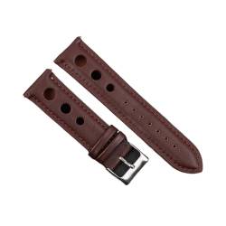 VAZZIC ENICEN Massivfarbband Armband Echtes Leder Handstich Vintage Strap Compatible With Rolex Watch Armbands Gurt 18mm 20mm 22mm 24mm for Männer (Color : Wine red, Size : 20mm) von VAZZIC