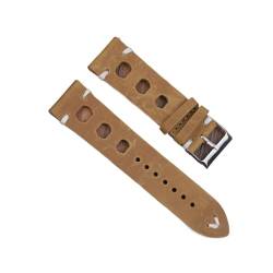 VAZZIC ENICEN Massivfarbband Armband Echtes Leder Handstich Vintage Strap Compatible With Rolex Watch Armbands Gurt 18mm 20mm 22mm 24mm for Männer (Color : Yellow, Size : 20mm) von VAZZIC