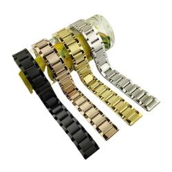 VAZZIC Edelstahl Armband Metall Armbanduhren Band 16mm 18mm 20mm 21mm 22mm 23mm 24mm Uhrenarmband Gold Silber schwarz (Color : Gold, Size : 21mm) von VAZZIC