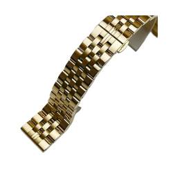 VAZZIC Edelstahl Uhrenarmband Armband 14mm 16mm 18mm 19mm 20mm 21mm Frauen Männer Massivmetall gebürstet Uhr Banduhr Zubehör (Color : Gold, Size : 22mm) von VAZZIC