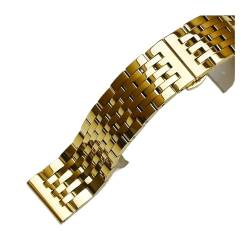 VAZZIC Edelstahl Uhrenarmband Gurt 12mm 14mm 16mm 18mm 20mm 22mm 24mm Metall Armband Ersatz Armband Männer Frauen Armband (Color : Silver gold, Size : 16mm) von VAZZIC