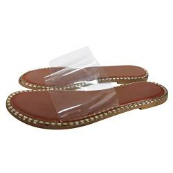 Badelatschen Damen Sandalen Lässige Outdoor-Schuhe Sommer Hausschuhe für Frauen atmungsaktiven Frauen-Hausschuh Schlappen Damen Slides Slippers Hausschuhe (Beige, 39) von VBEDKDEB