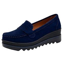 Gesundheitsschuhe Damen Flache Schuhe für Damen Schuhe für Frauen Damen Mokkasins Schuhe Mokassins Damen (Blue, 38) von VBEDKDEB