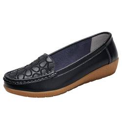 Loafer Damen Damen Mokkasins Schuhe On Loafer Bequeme Flache Schuhe Outdoor Fahrschuhe Loafers Damen Mokassin Damen (Black, 39) von VBEDKDEB