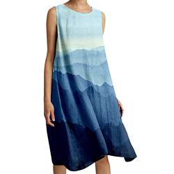 VBEDKDEB Damen-Kleid mit elastischem, Lockerem Farbverlauf-Rosendruck, geeignet für lässiges langes Kleid mit Stranddruck am Meer Sommerkleid Blumen von VBEDKDEB