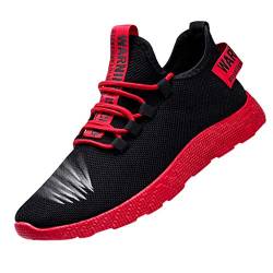 VBEDKDEB Laufschuhe Herren Sneakers Herren für Männer Schuhe weben Schuhe Running für Männer Herren Laufschuhe (Red, 43) von VBEDKDEB
