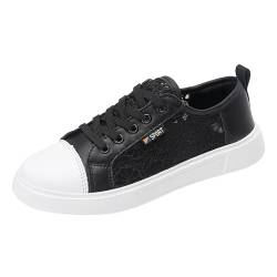 VBEDKDEB Sneaker Weiß Damen, Schwarze Sneaker Damen, Weisse Sneakers Damen, Sommer Sneaker Damen Leicht Bequem Atmungsaktiv Spitze Bestickt Freizeitschuhe Lässige Sommer Flache Schuhe von VBEDKDEB