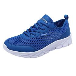 VBEDKDEB Sneakers Herren Laufschuhe Herren atmungsaktiv, bequem, leicht, flach, weich, zum Schnüren, lässig Herren-Walkingschuhe (Blue, 47) von VBEDKDEB