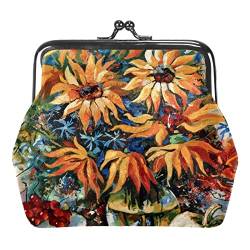 Geldbörse Beutel Schließe Verschluss Brieftasche Münzbeutel, Ölgemälde Sonnenblume Kürbis Herbst von VBFOFBV