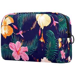 Große Kosmetiktasche, Kosmetiktasche, Reise Make up Tasche, Kosmetik Reisetaschen, tragbare Kulturtasche, geräumige Kosmetiktasche für Frauen und Mädchen,Hawaii Sommer Tropische Blumen modern von VBFOFBV