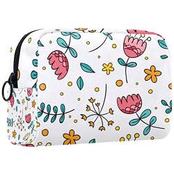 Große Kosmetiktasche, Kosmetiktasche, Reise Make up Tasche, Kosmetik Reisetaschen, tragbare Kulturtasche, geräumige Kosmetiktasche für Frauen und Mädchen,Karikatur Frühlings Blume reizendes Blumen von VBFOFBV