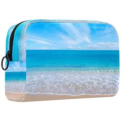 Große Kosmetiktasche, Kosmetiktasche, Reise Make up Tasche, Kosmetik Reisetaschen, tragbare Kulturtasche, geräumige Kosmetiktasche für Frauen und Mädchen,Strand Meer Landschaft Sommer von VBFOFBV