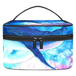 Große Kosmetiktasche, Kosmetiktasche, Reise Make up Tasche, Kosmetik Reisetaschen, tragbare Kulturtasche, geräumige Kosmetiktasche für Frauen und Mädchen,Wal Karikatur Seetier Galaxie von VBFOFBV