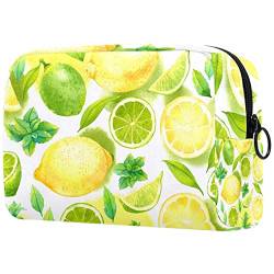 Große Kosmetiktasche, Kosmetiktasche, Reise Make up Tasche, Kosmetik Reisetaschen, tragbare Kulturtasche, geräumige Kosmetiktasche für Frauen und Mädchen,Zitrone Sommerfrucht Limette von VBFOFBV