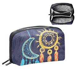 Große Make up Tasche Reißverschlusstasche Wasserdichter Reise Kosmetik Organizer für Frauen und Mädchen,Dreamcatcher ethnischer Stammes Mond Sonne Weinlese von VBFOFBV