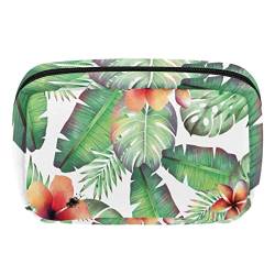 Hängender Reise Kulturbeutel, Kosmetik Make up Organizer für Frauen und Männer,Moderne Tropische Blatt Blumen Hawaii Sommer Weinlese von VBFOFBV