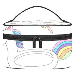 Kleine Make up Tasche für Geldbörse, Reise Kosmetiktasche, Make up Tasche, tragbar, vielseitig, Reißverschlusstasche für Frauen,Einhorn Karikatur Sommer Wassermelonen Eiscreme von VBFOFBV