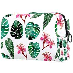 Kleine Make up Tasche für Geldbörse, Reise Kosmetiktasche, Make up Tasche, tragbar, vielseitig, Reißverschlusstasche für Frauen,Tropische Pflanze Monstera Blume Sommer von VBFOFBV