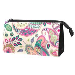 Kosmetiktasche für Frauen, entzückende, geräumige Make up Taschen, Reise, wasserabweisender Kulturbeutel, Zubehör Organizer,Paisley Weinlese ethnischer Cashew Blumen Frühling von VBFOFBV