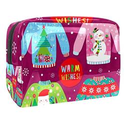 Kosmetiktasche für Frauen, entzückende, geräumige Make up Taschen, Reise, wasserabweisender Kulturbeutel, Zubehör Organizer,Weihnachtskarikatur Pullover Muster reizend von VBFOFBV