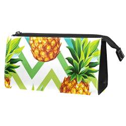 Kulturbeutel für Männer, großes Reise Rasierset, wasserabweisend, Badezimmer Organizer, Kosmetiktaschen,Sommer Tropische Frucht Ananas Welle modern von VBFOFBV