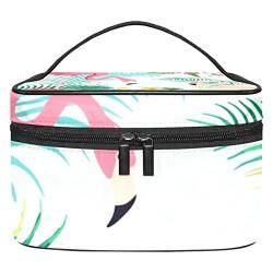 Make up Tasche, Kosmetiktasche für Frauen, Kosmetik, große Reise Kulturtasche für Mädchen, Make up Tasche, Pinseltaschen,Flamingo Tropical Blatt Blume Ananas Sommer Modern von VBFOFBV