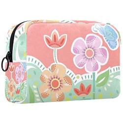 Make up Tasche, Kosmetiktasche für Frauen, Kosmetik, große Reise Kulturtasche für Mädchen, Make up Tasche, Pinseltaschen,Karikatur Blumen Frühling reizendes Blumen von VBFOFBV