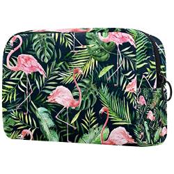 Make up Tasche, Kosmetiktasche für Frauen, Kosmetik, große Reise Kulturtasche für Mädchen, Make up Tasche, Pinseltaschen,Tropischer Dschungel Pflanzen Flamingo hawaiianischer Sommer von VBFOFBV