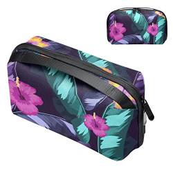 Make up Taschen für Frauen, Make up Reisetasche, wasserdichte Make up Organizer Tasche,Hawaiianische Tropische Blumen und Blätter Sommer modern von VBFOFBV