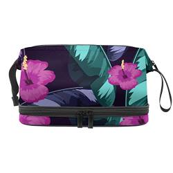 Make up Taschen für Frauen, Make up Reisetasche, wasserdichte Make up Organizer Tasche,Hawaiianische Tropische Blumen und Blätter Sommer modern von VBFOFBV