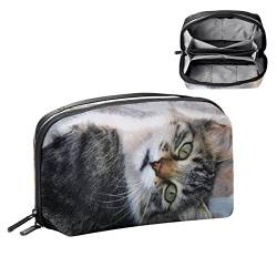 Make up Taschen für Frauen, Make up Reisetasche, wasserdichte Make up Organizer Tasche,Tierische Tabby Katze von VBFOFBV