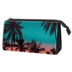 Make up Taschen für Frauen, Make up Reisetasche, wasserdichte Make up Organizer Tasche,Tropische Landschaft Küste Kokospalme Sonnenuntergang von VBFOFBV