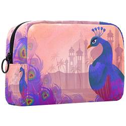 Reise Kulturbeutel mit Reißverschlüssen, Reisezubehör, Toilettenartikel, Kosmetiktasche, Make up Taschen für Männer und Frauen,Pfau lila Cartoon von VBFOFBV