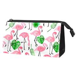 Reise Kulturtasche für Damen und Herren, Wasserabweisende Rasiertasche für Kulturzubehör,Flamingo Tropical Palm Leaves Hawaii Sommer Modern von VBFOFBV