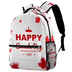 Reiserucksack für Frauen, Wanderrucksack, Outdoor-Sportrucksack, lässiger Tagesrucksack,Rote Blätter Herbst Happy Canada Day von VBFOFBV