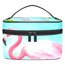 Unisex Kulturbeutel Reise Dopp Kit, Aufbewahrungsbeutel mit Griff für Kosmetik Toilettenartikel Bürsten Werkzeuge,Flamingo Sommer tropischer Strand Ozean von VBFOFBV