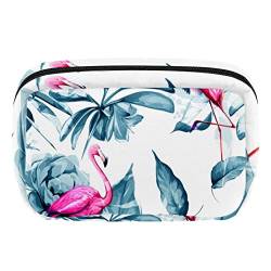 Unisex Kulturbeutel Reise Dopp Kit, Aufbewahrungsbeutel mit Griff für Kosmetik Toilettenartikel Bürsten Werkzeuge,Flamingo Tropische Tier Sommer Kunst modern von VBFOFBV